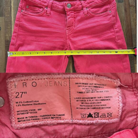IRO Jeans | Cropped Pink Low Rise Skinny | Soft Durable Cotton | Size 27 - Picture 6 of 7